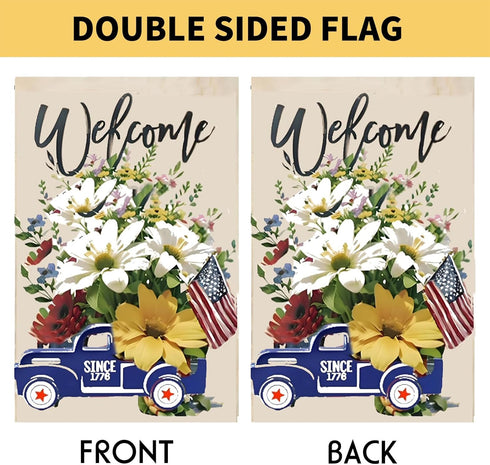 4th of July Summer Garden Flag, 12x18 Inch Patriotic Celebration Double-Sided Decorative Burlap Yard Flag for Memorial Day Independence Day Outsid...