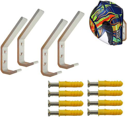 Deloky 4 Pack Motorcycle Helmet Holder Hook -Jacket Bags Wall Mount Cloth Display Rack Hook with Mounting Screws (4pcs Hook+ 8pcs Screws)...