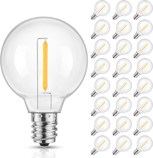 Mlambert G40 LED Replacement Light Bulbs for String Lights, Dimmable E12 Base Shatterproof Bulbs, 1W Equal to 5W, Warm White 2700K, 25Pack, Not So...