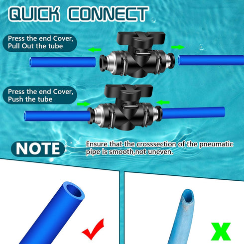Boltigen 5Pack Pneumatic Push to Connect Ball Valve, 1/4”ODx 1/4“OD Quick Connect Air Control Fittings, 1/4"Air Flow Control Valve, Straight Tube ...