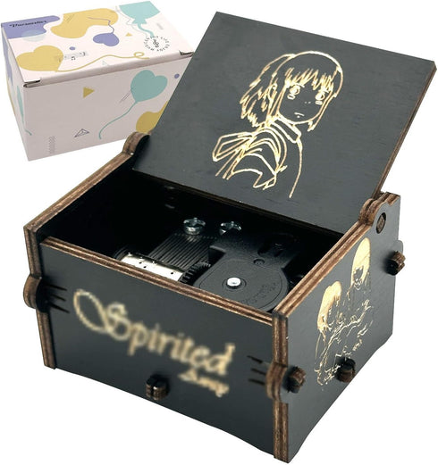 Pursuestar SpAway Always with me Wind Up Music Box, Vintage Engraved Wood Mechanism Musical Gifts for Anime Fans Birthday Valentine's Day Christma...