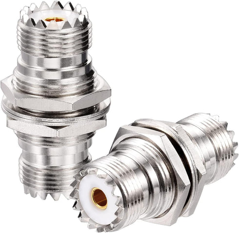 Superbat SO-239 Bulkhead Connector UHF Female Nut Bulkhead Panel Mount Connector, SO239 to SO 239 Adapter for J pole antenna 1/4 Wave antenna etc....