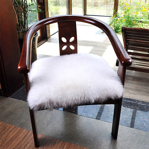 Softlife White Small Faux Fur Sheepskin Throw Rug Fluffy Shag Fur Chair Cover Pad Washable Square Area Rugs for Living Room Bedroom Dorm 20" x 20"...