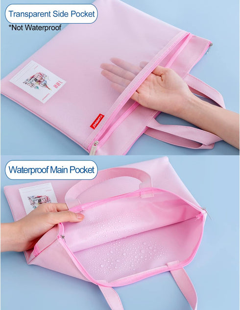 pendancy Mesh Zipper Pouch 11x13.7 in, Large Double Pocket Waterproof File Bag with Handle, A4 Size Foldable Document Storage for Puzzle Project/C...