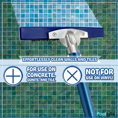 Poolzilla Medium Hard Bristle Brush for Gunite and Concrete Pools, Not for Vinyl Use, Clean Walls and Tiles...