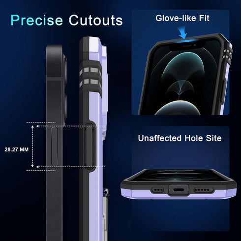 DEERLAMN for iPhone 12 Pro Max Case with Slide Camera Cover+Screen Protector(1 Pack),Rotated Ring Kickstand Military Grade Shockproof Protective C...