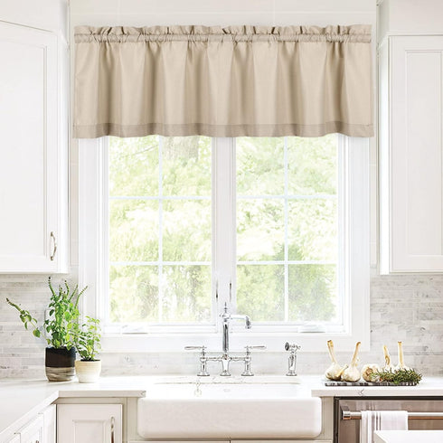 Valea Home Waffle Woven Textured Valance Curtains for Bathroom Water Repellent Window Covering Short Curtain, Taupe, 60 x16 inches, 1 Panel...