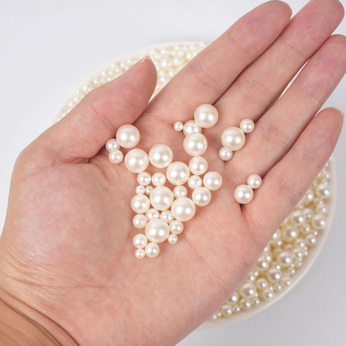 1200pcs 4 Sizes Small ABS Pearl Ivory ?No Hole? Elegant Luster, Mini Small Pearls for Crafts, DIY, Vase Filling, Wedding, Birthday Party, Home Dec...