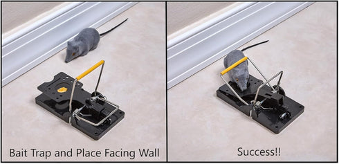 12 Pack Mouse Traps (Standard Size), Indoor/Outdoor, Reusable, EZ Set-Up, Stainless Steel Spring, Tough ABS Body, Bait Cup. Finger Saver Design, B...