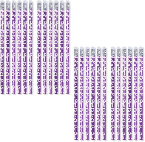 Awareness Ribbon Pencil – Set of 24 - Made in USA (Purple)...
