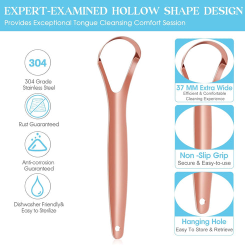 Tongue Scraper for Adults and Kids,100% Stainless Steel Tongue Scraper with Travel Case,4 Shapes,Perfect for Bad Breath & Oral Hygiene,Easy to Use...