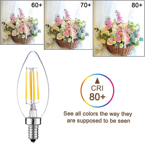 12 Volt LED Candelabra Bulbs E12 Light Bulb 40 Watt Replacement Soft White 3000K, Low Voltage 12V 24V Candelabra Light Bulbs for RV, 3 Pack...