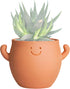 Mr. Smiley Small Plant Pot with Drainage, Cute Clay Planter for Succulent, Funny Gifts for Plant Lovers, Face Terra Cotta Flower Pots for Indoor a...