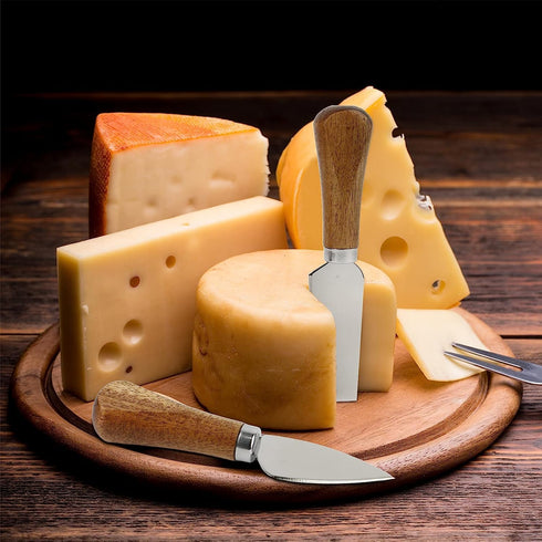 6 Piece Cheese Knives Set with Wooden Handle, Mini Steel Stainless Cheese knife set for Charcuterie anCheese spread, Perfect for Cheese Slicer and...
