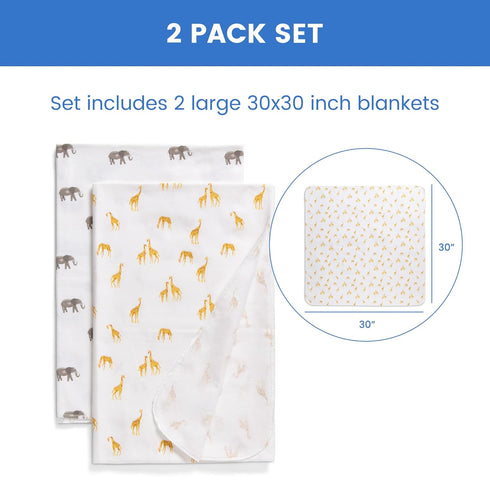 Delta Children 100% Cotton Flannel Baby Receiving Blankets for Girls and Boys – 30x30 Inches (Pack of 2), Safari Friends...