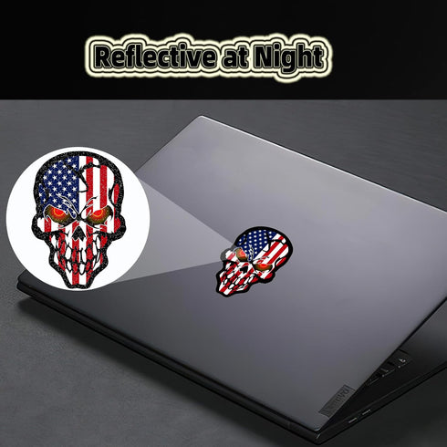 6pcs Reflective American Flag Hard Hat Stickers, Red Ops Decals for Tactical Gear, Patriotic USA Skull Flags Toolbox Helmet Labels...