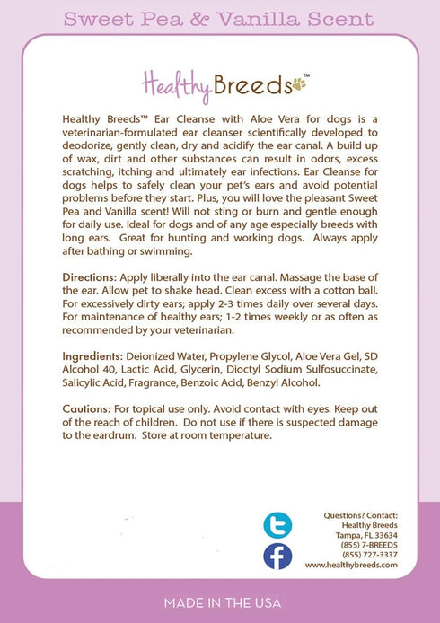 Healthy Breeds Pulik Ear Cleanse with Aloe Vera Sweet Pea and Vanilla 8 oz...