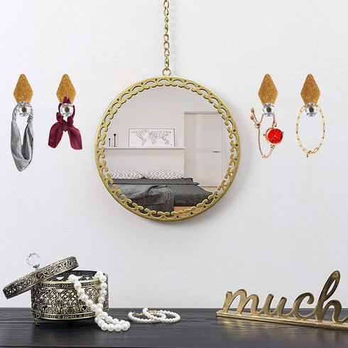 4 Pack Self Adhesive Wall Hooks, Diamond Shaped Crystal Glass Hooks Hat Holder Necklace Holders Wall Mounted Jewelry Organizer Clothes Hooks Hat S...