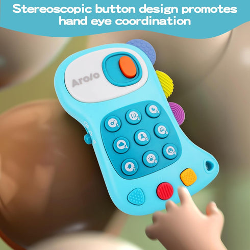 Baby Cell Phone Toys Toddler Play Phone Pretend Phone with Lights Music Kids Mini Phone Soft Teether Birthday Gifts for Infant Toddler 12+ Months ...