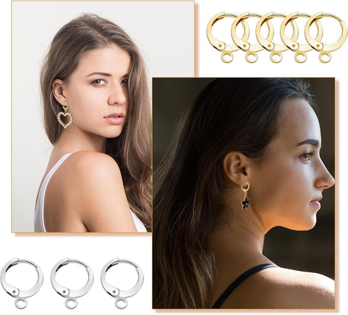 80 PCS Leverback Earring Hooks Hypoallergenic Earring Hooks Stainless Steel Earring Hooks Round French Hook Clasps Ear Wire Earring Supplies Findi...