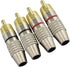 4Pcs RCA Plugs Speaker Plugs, Gold Plated RCA Plug Solderless Male Plug Screws Audio Video in-Line Jack Cable Connector Adapter 2Pcs Black and 2Pc...