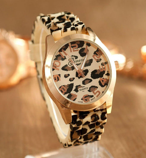 FANMIS Unisex Geneva Leopard Silicone Watch Minimalist Ultra-Thin Watch Jelly Gel Watch Ladies Dress Bracelet Watch Analog Quartz Rose Gold Watch ...