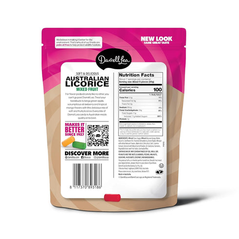 Darrell Lea Soft Australian Licorice, Non-GMO, No Palm Oil, Plant Based, No High Fructose Corn Syrup, Soft & Chewy Licorice Candy, Made in Austral...