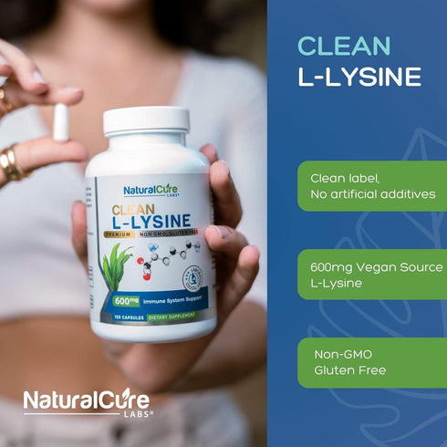 Clean L-Lysine 600mg, 120 Capsules | Vegan, Non-GMO, & Gluten Free...
