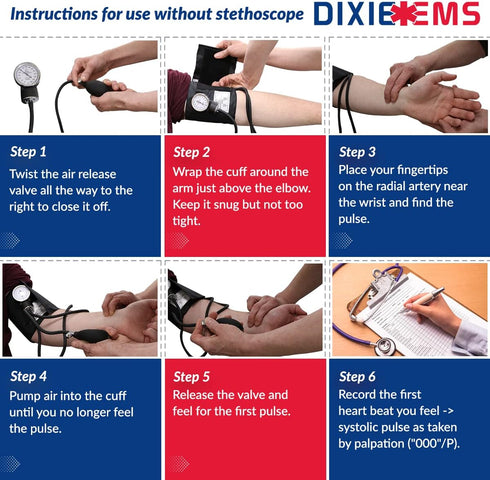 Dixie Ems Deluxe Aneroid Sphygmomanometer Blood Pressure Set W/Adult Cuff, Carrying Case and Calibration Tool - Navy...
