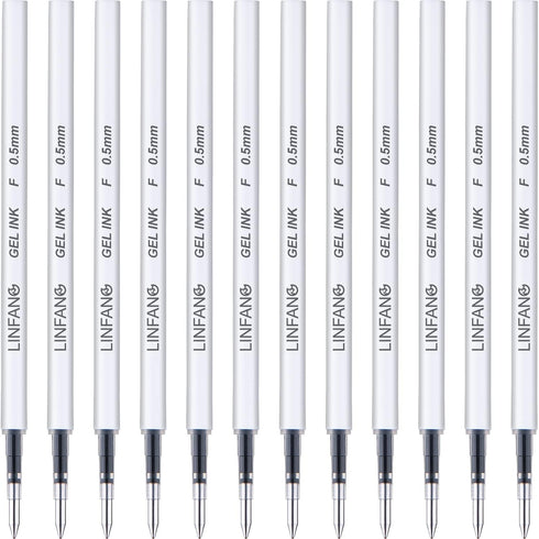 Black Gel Pens Refills, 12 Pack Retractable Gel Ink Pen Refills Bulk, Fine Point 0.5mm Tip Smooth Writing Quick Dry Gel Pen Refills for Journaling...