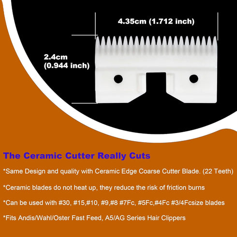 3PCS Ceramic Coarse Pet Replacement Blade Cutter Compatible with Andis 64440, Oster A5 and Walh KM Series Clippers, 22 Teeth...