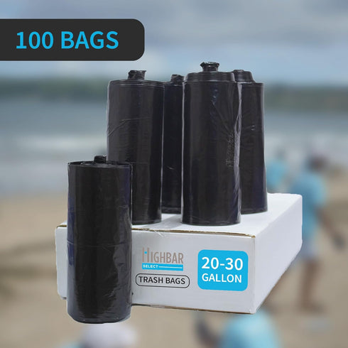 Black Trash Bag, Heavy Duty 20-30 Gallon Bag for Kitchen and Bathroom, Unscented, 1.5 Mil, Commercial Coreless Rolls, Can Liner 29 x 36, Office/In...