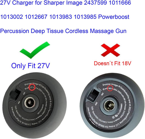 27V Power Cord for Sharper Image 1011666 1012667 1013002 1013983 1013985 Powerboost Deep Tissue Cordless Massager Gun Charger AC/DC Adapter Supply...