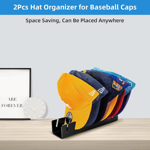 2Pcs Hat Stand for Baseball Caps,No Install Acrylic Hat Organizer, Hat Rack for 14 Caps, hat organizer for baseball caps,Display and Organizer for...