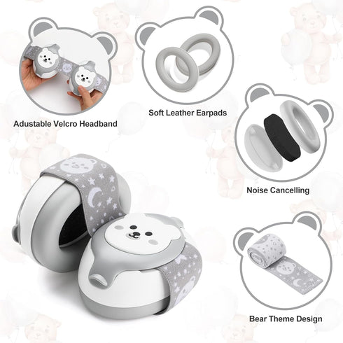 Baby Headphones-Infant Ear Protection for Babies 0-36 Months,Baby Earmuffs with Little Bear Design Noise Cancelling Headphones for Improves Sleep,...