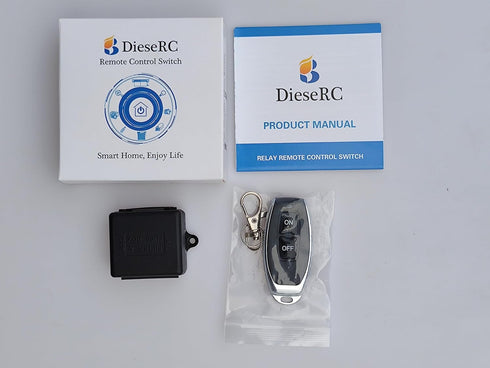 DieseRC 433Mhz Universal Wireless Remote Control Switch DC 12V 1CH RF Relay Receiver Module with 1 Transmitter, EV1527 Learning Code Remote Switch...