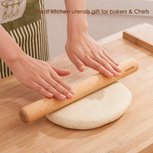 GOBAM Wood Rolling Pin, Small - Dough Roller for Pasta, Cookies, Pie, Pizza, Chapati, Fondant, Rolling Pins for Baking, Bread Making Tools and Sup...