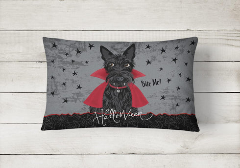 Caroline's Treasures VHA3037PW1216 Halloween Vampire Scottie Canvas Fabric Decorative Pillow Machine Washable, Indoor Outdoor Decorative Pillow fo...