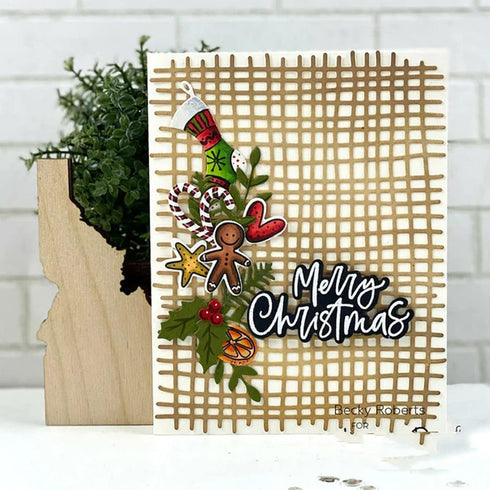 Fish Net Background Metal Die Cuts,Burlap Texture Frame Stencils DIY Crafts Cards Cutting Dies Cuts for DIY Embossing Card Making Photo Decorative...