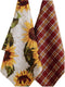 DII Design Imports Set 2 Rustic Sunflower Kitchen Dish Towels - Rustic Sunflower Print - Rustic Plaid...