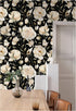 HAOKHOME 93242-1 Peel and Stick Wallpaper Floral Vintage Roses Peonies Contact Paper Removable Black/Beige/Olive Self Adhesive Mural 17.7in x 6.5f...