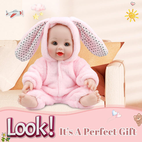 12 Inch Baby Doll with Accessories Set,Pink Rabbit soft baby dolls for 3+ year old girls boy,baby toys for Birthday gift (12 Inch Pink rabbit-YD-W...