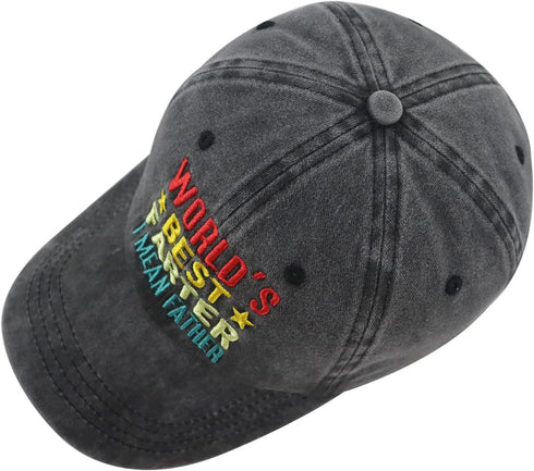 World's Best Farter I Mean Father Hats for Men Papa, Funny Adjustable Washed Cotton Embroidered Dad Baseball Cap...