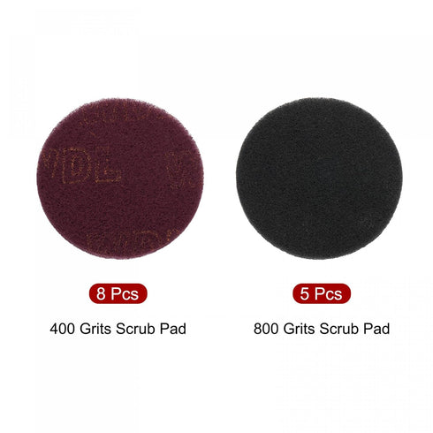 uxcell 13pcs Scrub Pads 5-inch 400 Grits & 800 Grits Drill Power Brush Tile Scrubber Cleaning Scouring Pads Abrasive Buffing Pads...