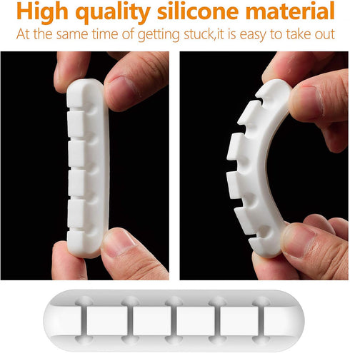 Cord Organizer Cable Management for Desk - 5 Packs White Clips and Cord Keeper, The White Self-Adhesive Holder are Easy to Apply and Stops Wire Ge...