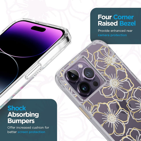 Case-Mate iPhone 14 Pro Max Case - Floral Gems - With 10ft Drop Protection & Wireless Charging - Sparkly Rhinestones Case for iPhone 14 Pro Max - ...