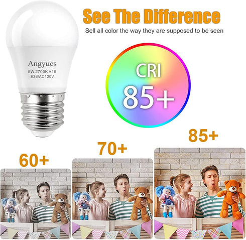 LED Bulb 120V 40W Equivalent Light Bulb, A15 LED Bulb Warm White 2700K Energy Saving Bulb, E26 Medium Screw Base Suitable for Domestic Bulbs 4 Pac...