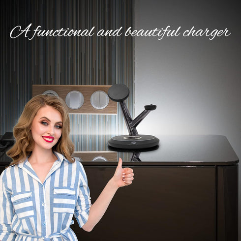 Wireless Charger, 4 in 1 Wireless Charging Station, Fast Wireless Charger Stand for iPhone 14/13/12/11/Pro/Max/XS/XR/X/8/Plus, for Apple Watch SE/...