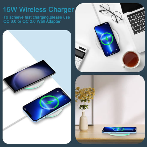 Wireless Fast Charger for Google Pixel 7a 7 Pro 6 Pro 5 4 XL 3 XL 2, 15W Fast Samsung Wireless Phone Charger iPhone Wireless Charging Pad for Sams...