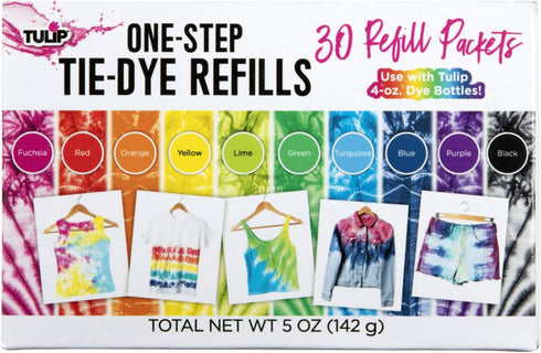 Tulip One-Step Tie-Dye Kit Refills, Rainbow Tie Dye, Multicolor, 30 Pack...